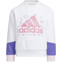 adidas 童装 Logo印花加绒圆领套头长袖卫衣 女童 粉色 HM9626