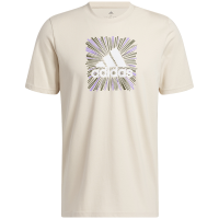 adidas 圆领Logo印花短袖T恤 男款 米白 IC7788