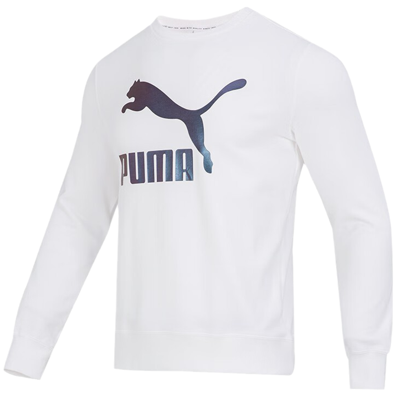 PUMA SS22 圆领字母印花套头卫衣 男款 白色 535278-02
