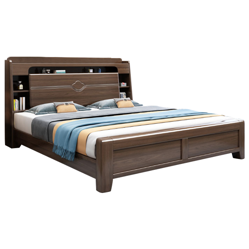 百冠环球 金丝檀木实木床现代中式单人双人床1.5米1.8米卧室家具气压储物主卧多功能婚床