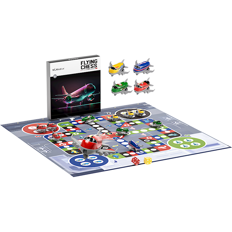 纽奇(Nukied) 儿童飞行棋玩具早教桌面游戏3-6岁男女孩亲子互动游戏棋 大号飞行棋[飞机*16+游戏垫*1]