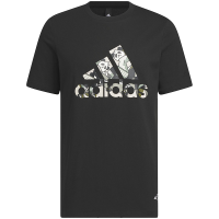 adidas 字母Logo卡通熊猫图案印花圆领短袖T恤 男款 黑色 IP3968