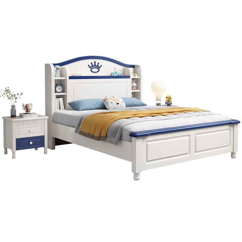 百冠环球 实木儿童床男孩女孩单人床轻奢青少年学生公主床多功能储物现代简约儿童房卧室家具