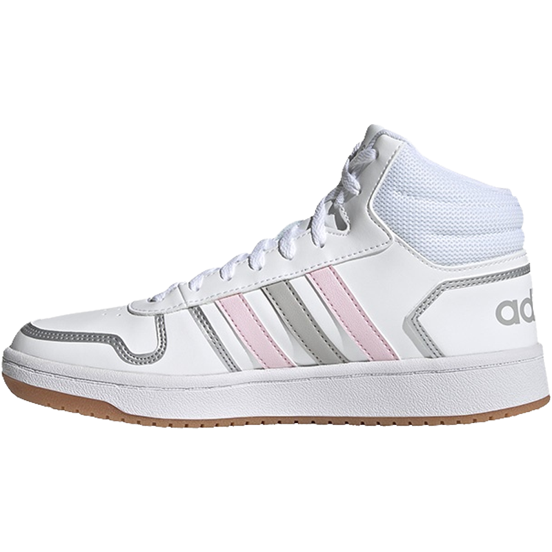 adidas neo Hoops 2.0 Mid 中帮复古板鞋 女款 白粉灰 FY6020