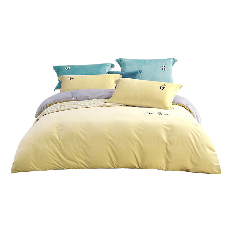 罗莱家纺亲肤细腻暖绒保暖慕思绒双人床春秋冬季四件套磨毛