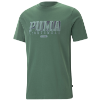 PUMA 字母印花运动休闲宽松短袖T恤 男款 深绿色 676622-37