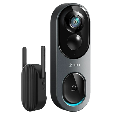 360可视门铃6Pro 500万像素家用监控智能门铃电子猫眼摄像头无线wifi 手机远程查看 鱼眼门铃+64G(送读卡器