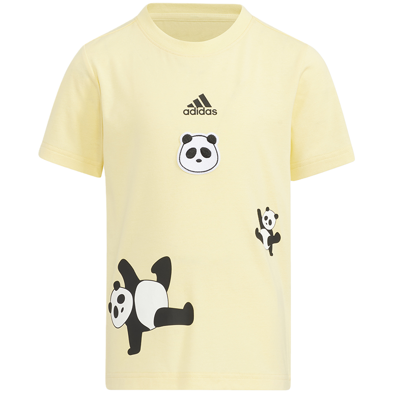 adidas 童装 熊猫图案印花圆领短袖T恤 男童女童 小麦色 IA9105