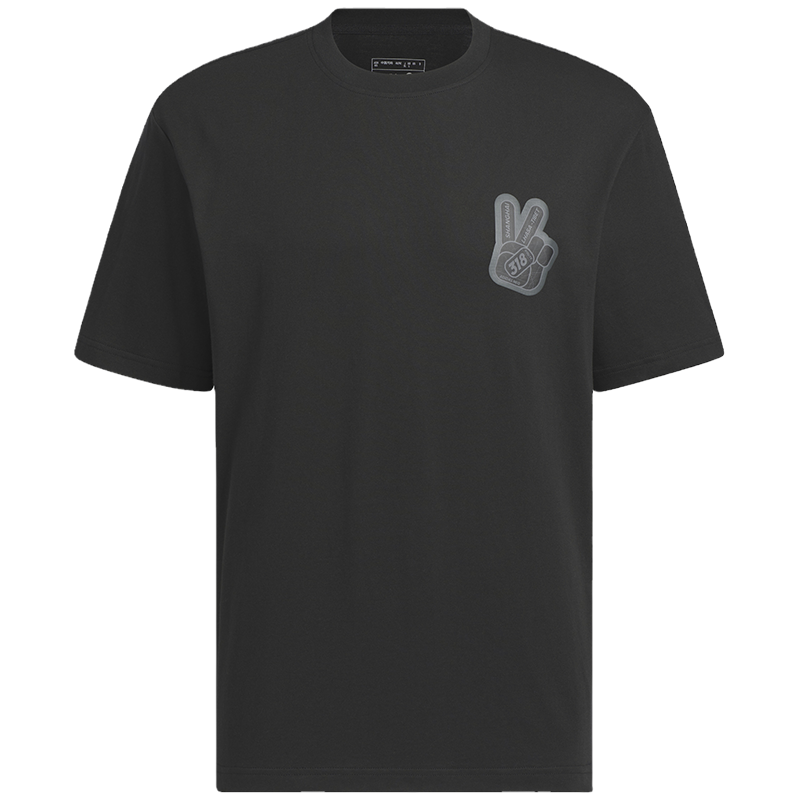 adidas neo 纯色圆领图案印花短袖T恤 男款 黑色 IK6025