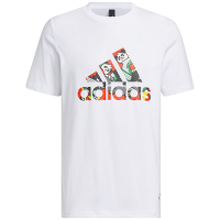 adidas 字母Logo卡通熊猫图案印花圆领短袖T恤 男款 白色 IP3966