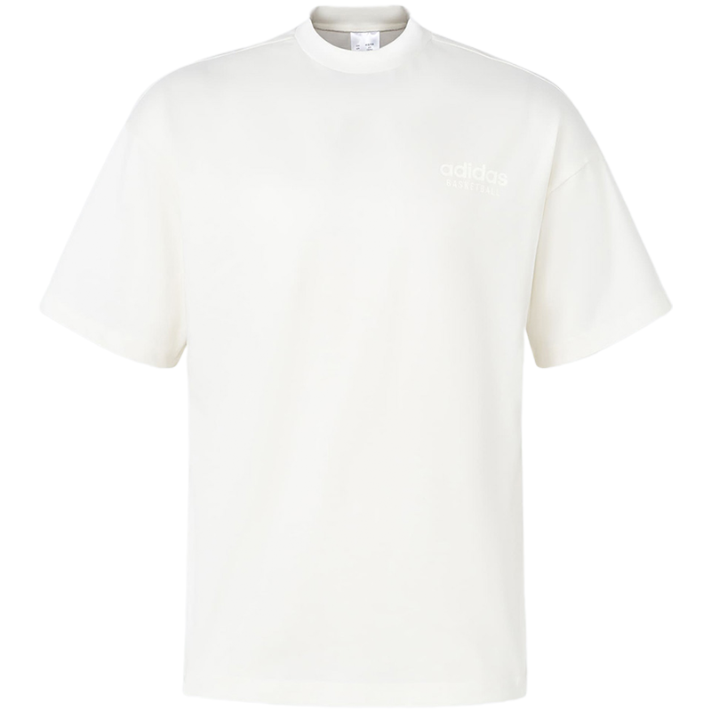 adidas Select Tee 纯色Logo标识速干篮球运动短袖T恤 男款 汉玉白 IK0089