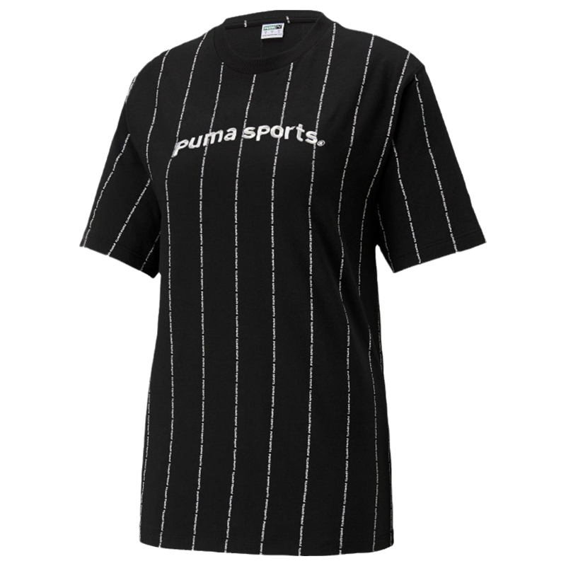PUMA Logo印花条纹短袖T恤 女款 黑色 622576-01