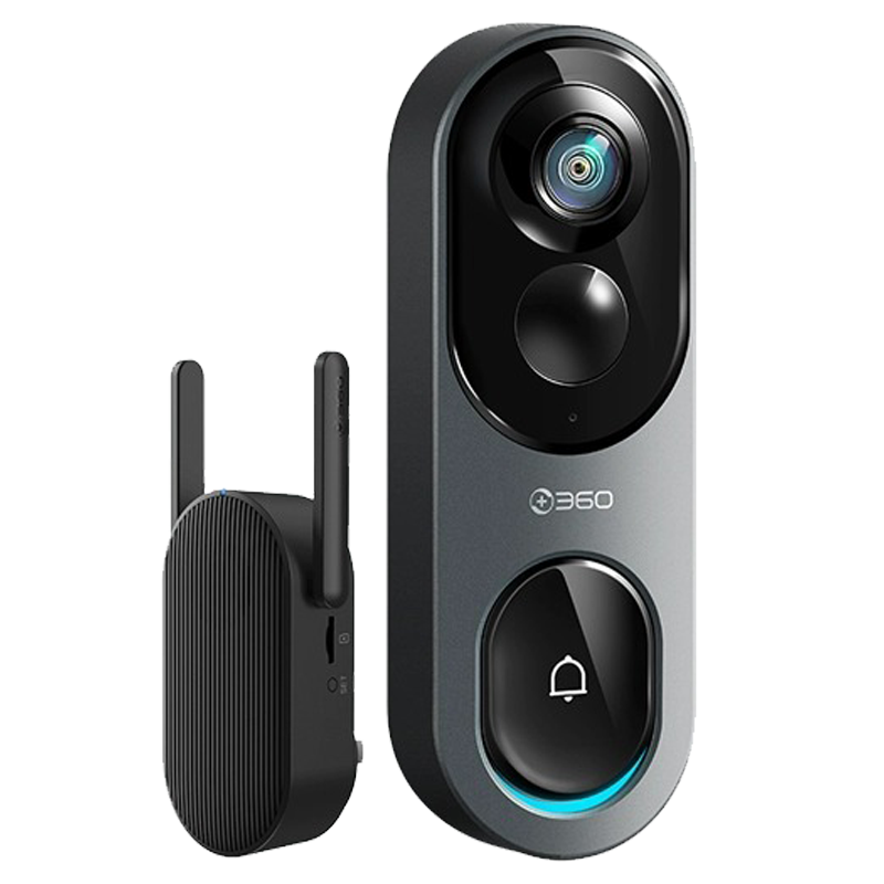 360可视门铃6Pro 500万像素家用监控智能门铃电子猫眼摄像头无线wifi 手机远程查看鱼眼门铃+256G(送读卡器