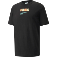 Puma 运动休闲Logo纯色圆领短袖T恤 男款 黑色 535359-01