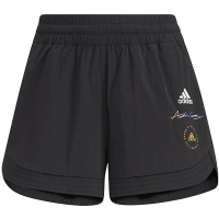 adidas SS22 纯色松紧直筒短裤 女款 黑色 HE9955