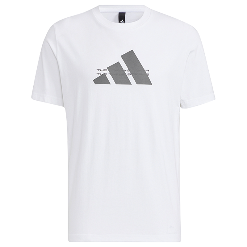 adidas 字母Logo印花圆领短袖T恤 男款 白色 HE9939