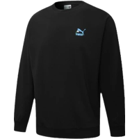 Puma 纯色简约品牌Logo印花运动休闲套头圆领卫衣 男款 秋季 黑色 538780-01