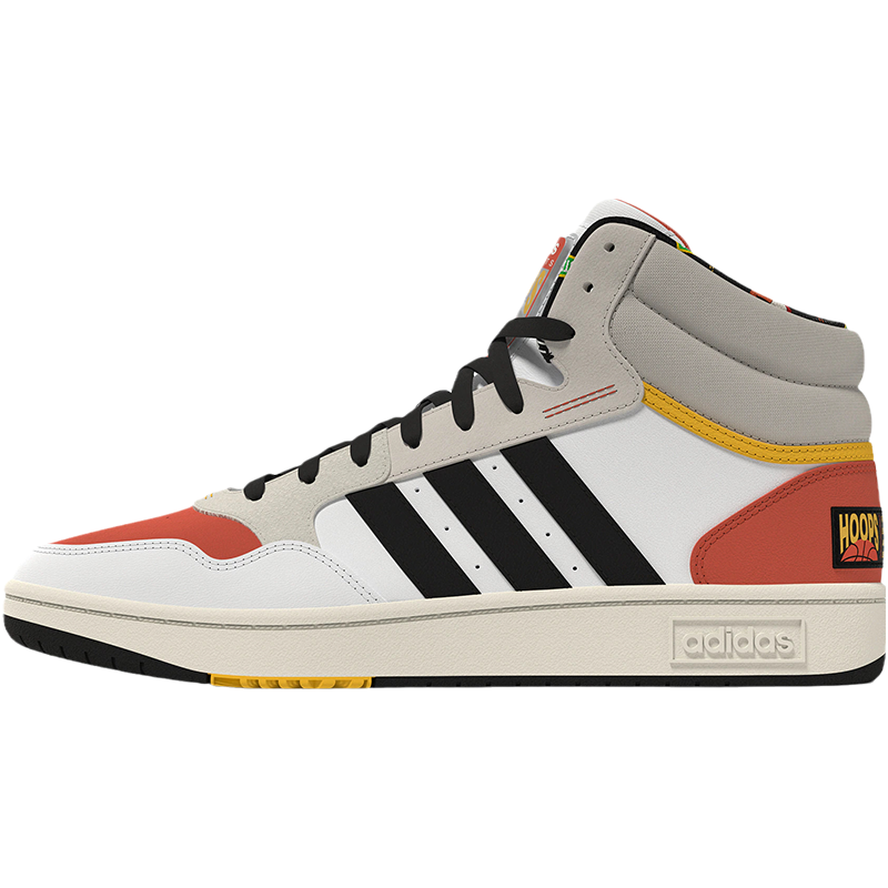 芝麻街 × JF x adidas neo Hoops 3.0 Mid 舒适耐磨休闲板鞋 男女同款 白灰橘 FZ5958