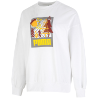 Puma Logo运动休闲圆领卫衣 女款 秋季 白色 538779-02