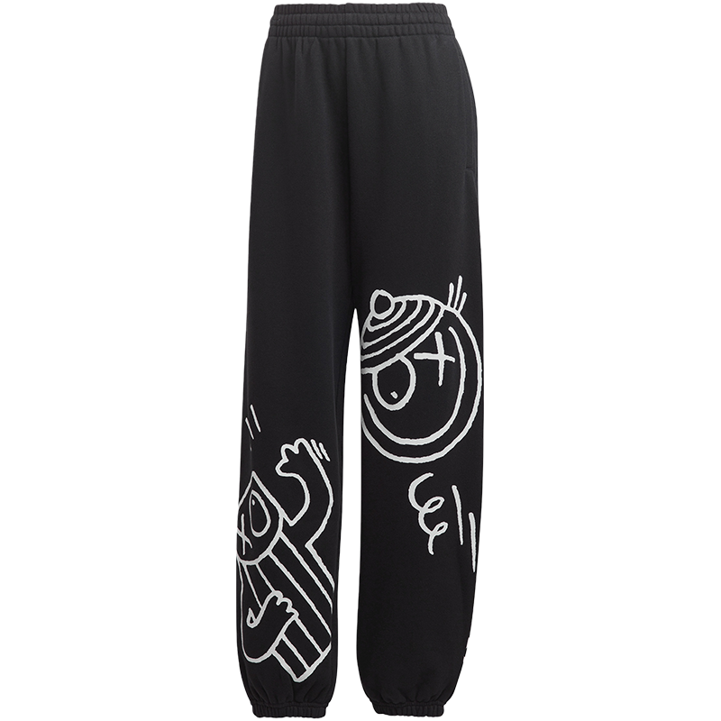 adidas originals 联名款 Joggers Logo印花松紧束脚运动裤 女款 黑色 HY4265