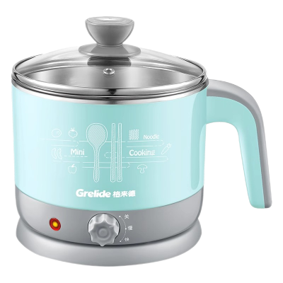 格来德多用途电热锅电煮火锅学生宿舍迷你炖锅多功能低小功率600w 蜜桃粉带蒸笼