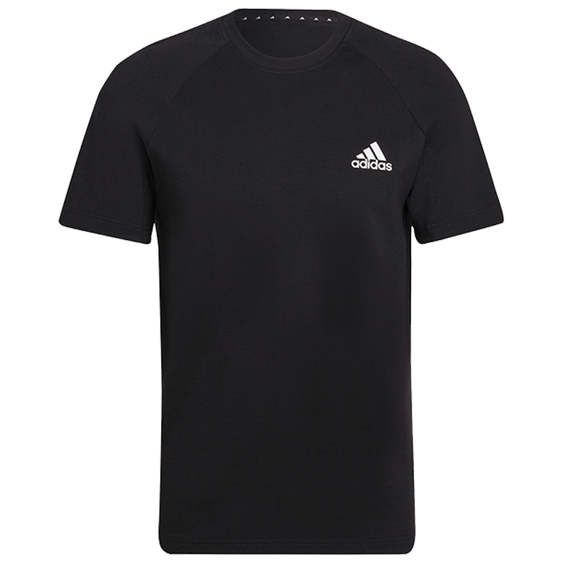 adidas 纯色Logo微标休闲运动短袖T恤 男款 黑色 HE2238