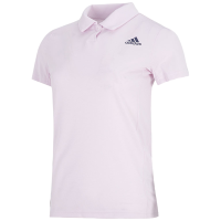 adidas 字母Logo印花条纹领边短袖Polo衫 女款 粉色 HC2719