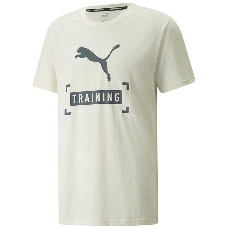 PUMA Logo印花运动休闲透气短袖T恤 男款 米黄色 522594-65