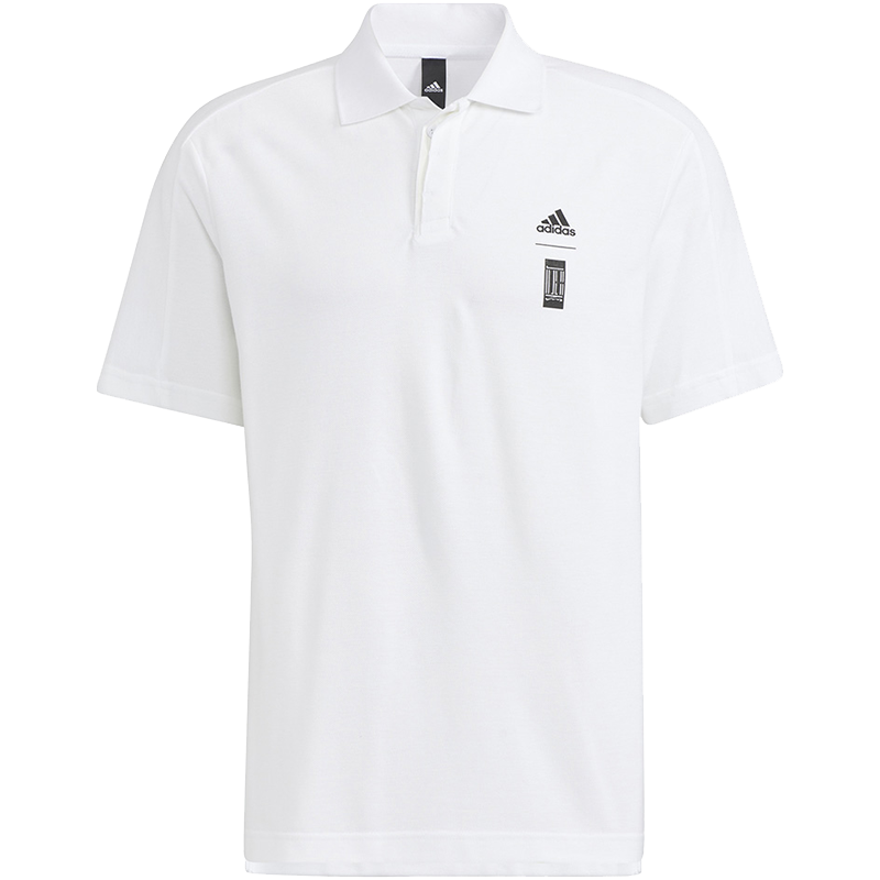 adidas Wj Mh Polo 纯色胸前品牌Logo印花短袖Polo衫 男款 白色 HM2955