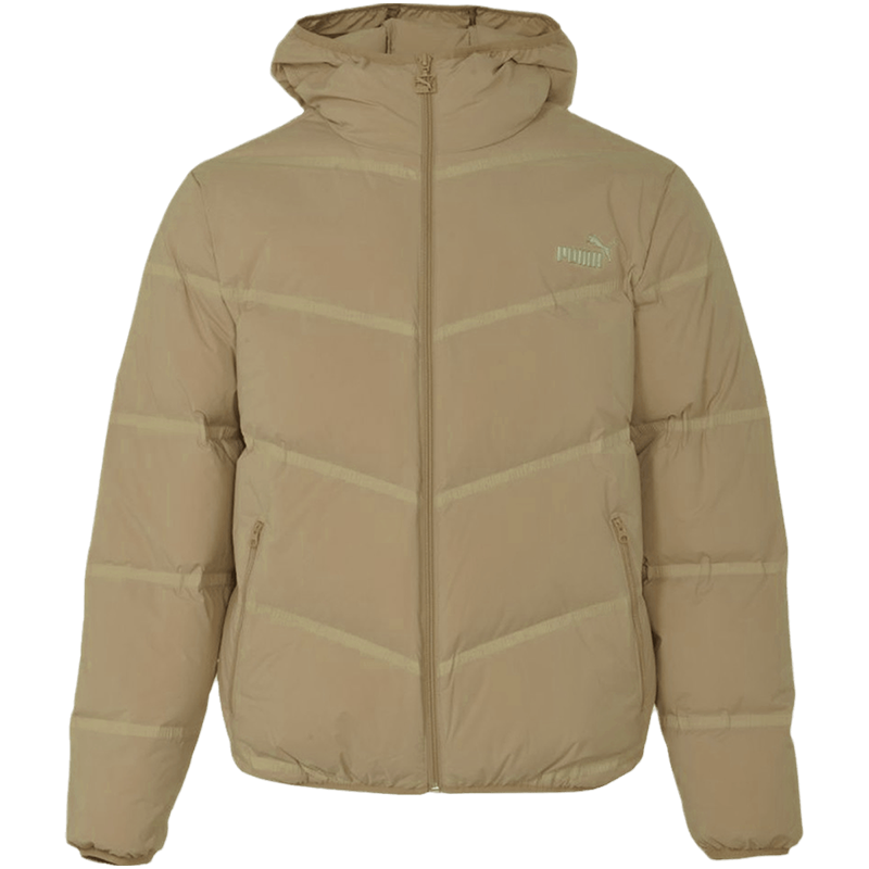 PUMA 纯色落肩袖宽松休闲保暖连帽长袖面包羽绒服 男女同款 棕色 674640-12