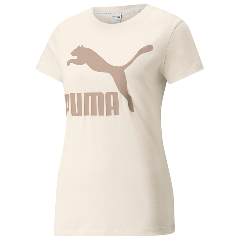 Puma 跑步训练休闲运动圆领短袖T恤 女款 米白色 532282-99