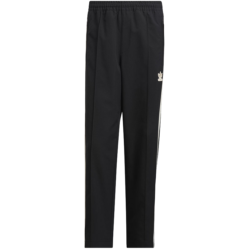 adidas originals Logo字母刺绣侧面条纹直筒休闲裤 男款 黑色 HY7225