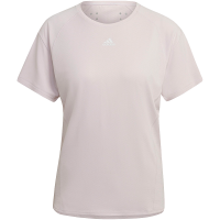 adidas 纯色透气针织运动健身短袖T恤 女款 粉白色 HC0575