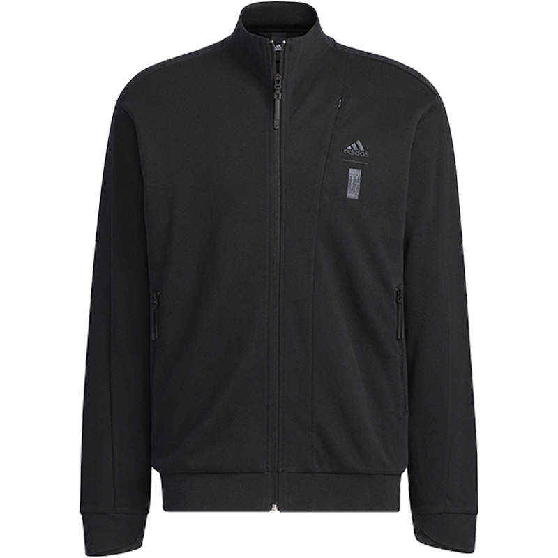 adidas Wj Mh Kn Jkt 纯色Logo刺绣运动防风立领夹克外套 男款 黑色 IA8127