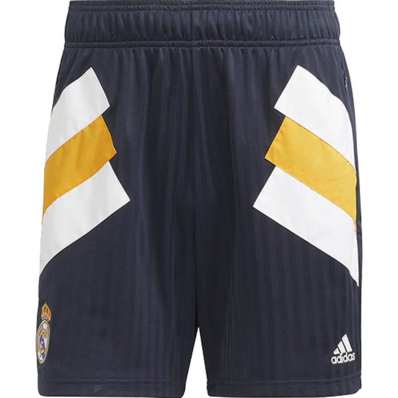 adidas 皇马足球休闲直筒短裤 男款 深藏青蓝 HT6457