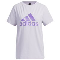 adidas Logo字母印花运动休闲短袖T恤 女款 淡紫色 HY2877