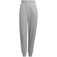 adidas 纯色松紧束脚品牌Logo印花经典三条杠运动裤 女款 灰色 HM7063