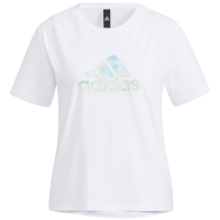 adidas 纯色Logo圆领短袖T恤 女款 白色 HF2482