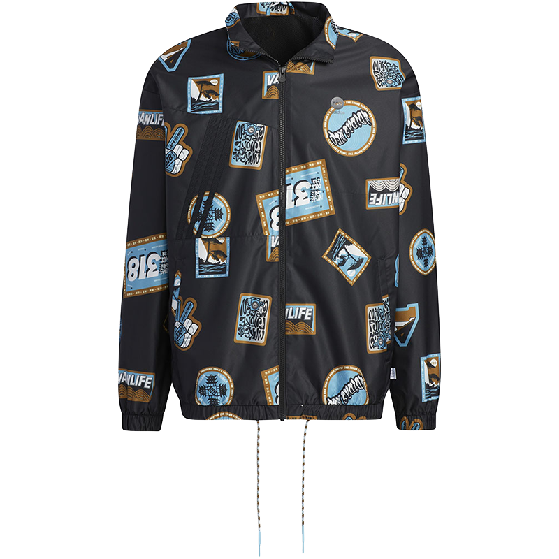 adidas neo 字母印花运动夹克外套 男女同款 黑色旧蓝 IA6838