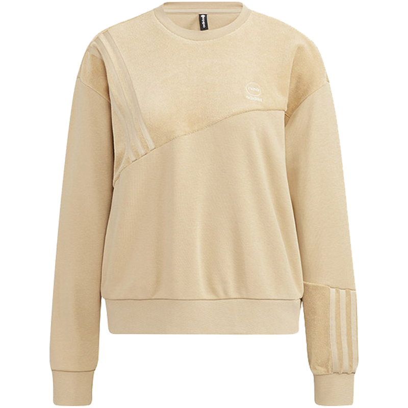 adidas neo W Vbe Sweat1 运动休闲圆领套头衫纯色长袖卫衣 女款 卡其色 HN2372
