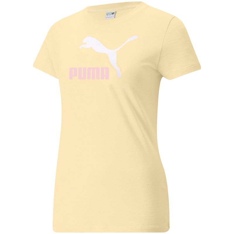 Puma Logo纯色休闲圆领短袖T恤 女款 黄色 536349-41