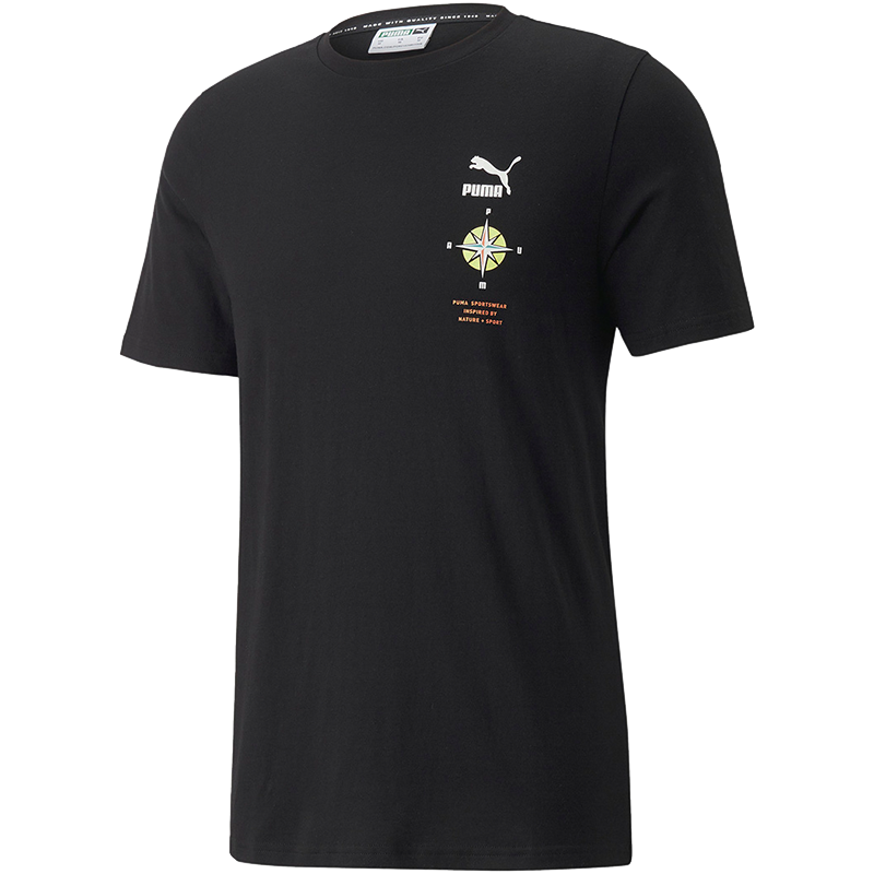 Puma Logo印花圆领短袖T恤 男款 黑色 536912-01