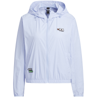 adidas Graphic Woven Jacket 纯色标贴Logo运动休闲连帽夹克外套 女款 淡粉蓝 HY2858