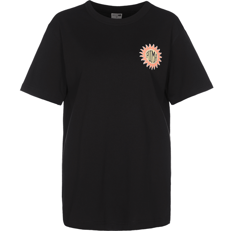 Puma 趣味印花圆领短袖T恤 女款 黑色 535413-01