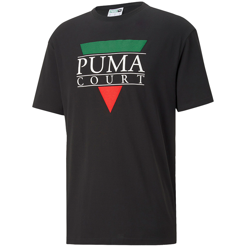 PUMA 胸前大Logo印花圆领短袖T恤 男款 黑色 536913-01