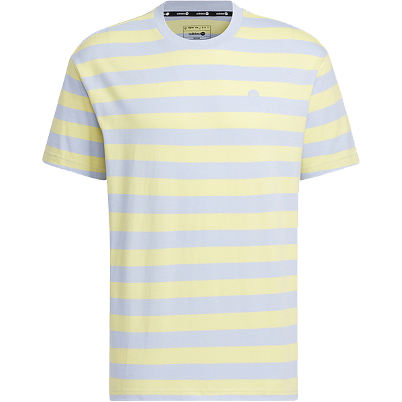 adidas neo Essentials Tee 条纹拼色宽松运动短袖T恤 男女同款 淡粉蓝 IA4977