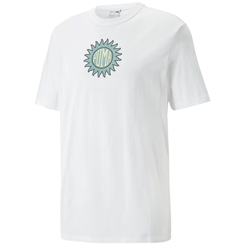 Puma 趣味印花圆领短袖T恤 男款 白色 535400-02