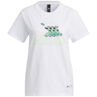 adidas Badge Of Sport Tee 卡通熊猫字母Logo印花运动休闲短袖T恤 女款 白色 IP3935