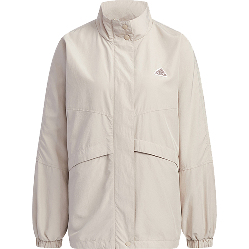 adidas 纯色Logo印花休闲夹克外套 女款 粉色 IA5247