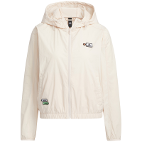 adidas 纯色标贴Logo运动休闲连帽夹克外套 女款 奇迹石英色 HY2863